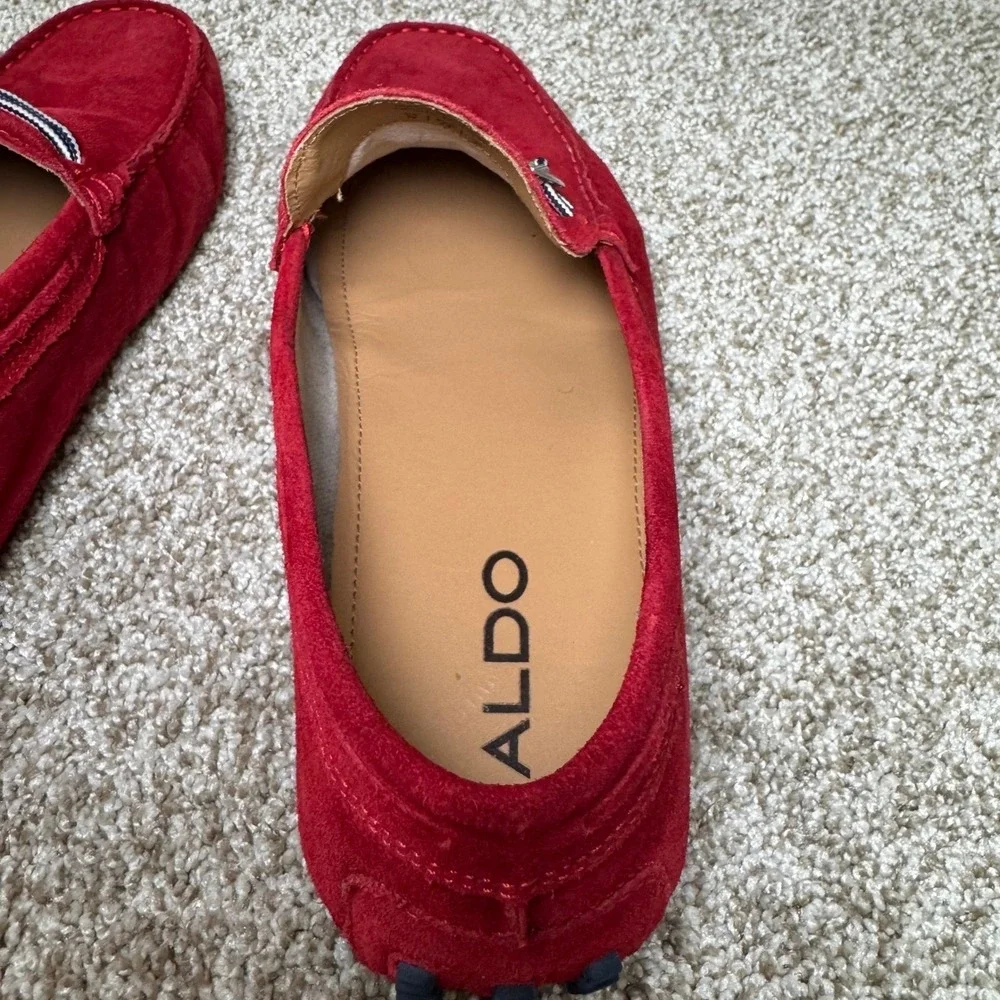 Aldo‎ Mens Red Suede Driving Loafers Anchor Bit Slip On Shoes Size 10 US 43 EUR